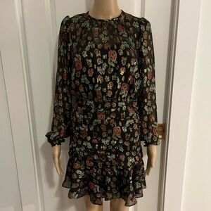 Veronica beard tinsel floral long sleeve dress